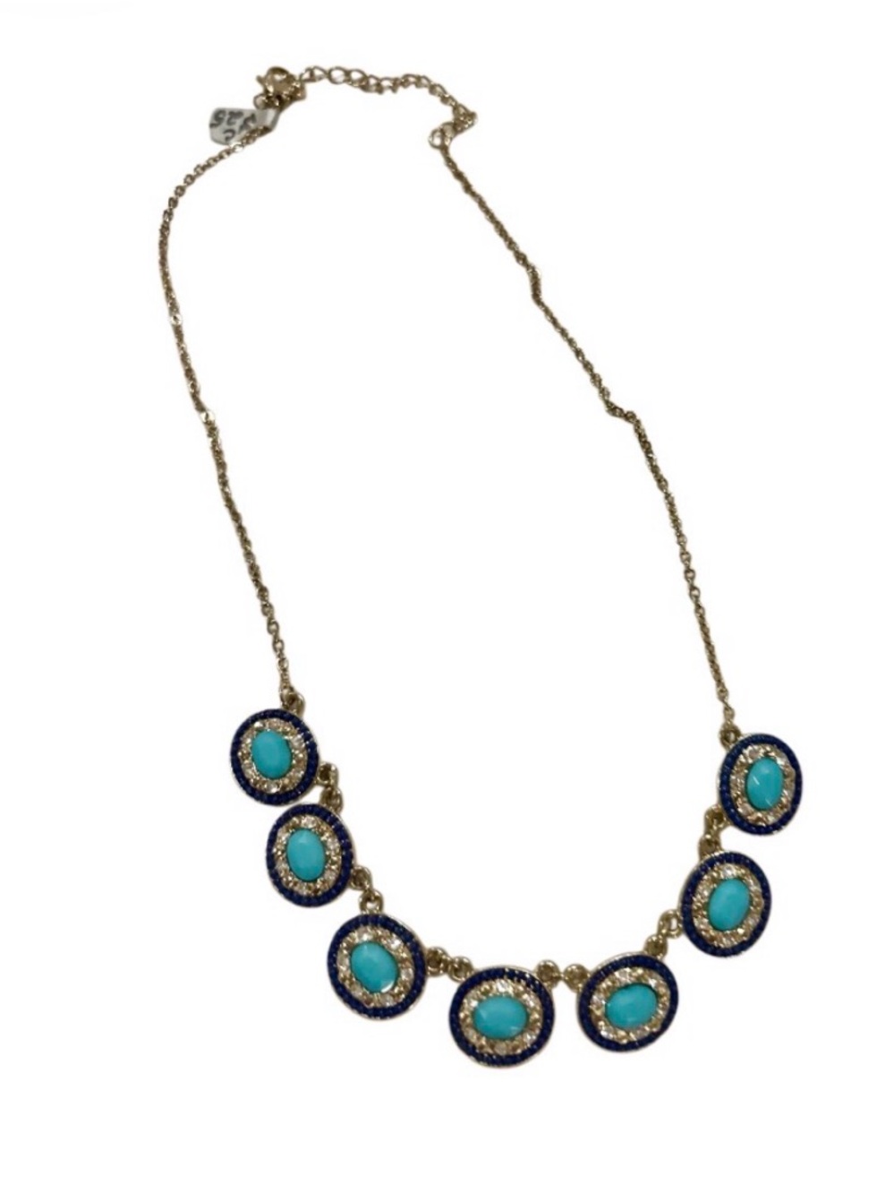 Gold-Tone Turquoise medallion necklace.